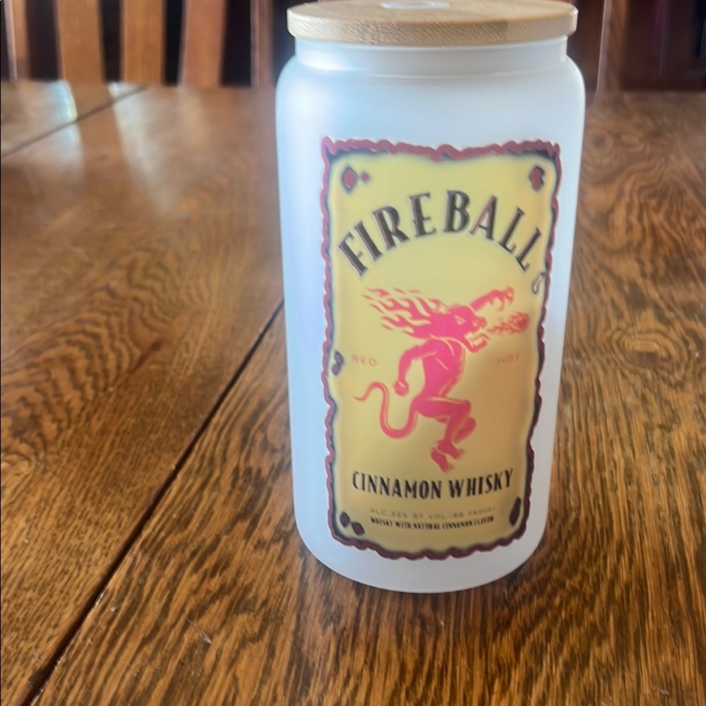 Fireball Cinnamon Whisky Frosted Glass Jar